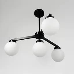 Чорна люстра на 4 білих плафони Ø 60 см | Арт. SGJ 6/4 BK+WT | Line F