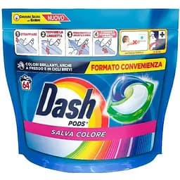 Капсулы для стирки Dash Pods 3в1 Salva Colore 64шт.