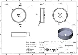 Умивальник Miraggio Bergamo mirastone gray 0002674, Сірий - мініатюра 2