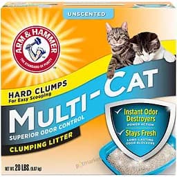 Бентонитовый наполнитель Arm & Hammer MULTICAT 9.07 кг комкующийся для кошачьего туалета без аромата