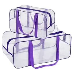 Набор прозрачных сумок в роддом: размер М 40х25х20 см + размер XL 60х25х30 см (розовые)