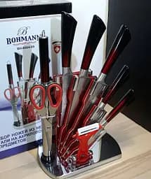 Набір ножів для кухні з підставкою Bohmann BH 8004-09 кухонні ножі та підставки червоний - мініатюра 4