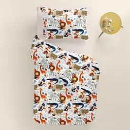 Дитяча постільна білизна в ліжечко JUNGLE ANIMALS CS3, помаранчевий (AnimalsJungleOrangeBlue_98Cappuccino_140) - мініатюра 2