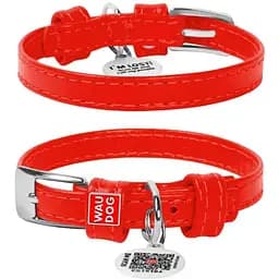 Нашийник для собак Waudog Glamour шкіряний з QR паспортом, без прикрас, XS, Ш 9 мм, Дов 18-21 см (4820152560568)