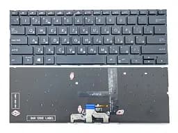 Клавіатура для ASUS ZenBook UX433, UX433FA, UX433FAC, UX433FN, UX433FQ (UA Black без рамки з підсвічуванням). Оригінал