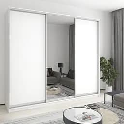 Шкаф-купе трехдверный MebelStar Уни AL 2ДСП/Зеркало 270x60x240 см Аляска белый (MBS-1937)