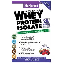 Ізолят сироваткового білку Bluebonnet Nutrition Whey Protein Isolate ягідний смак 8 пакетиків