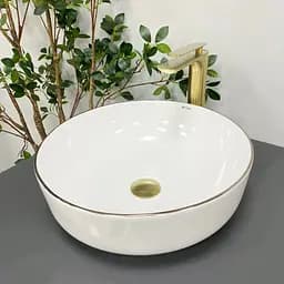 Умивальник VBI Bari S white gold Edge накладний VBI-011605, Золотий