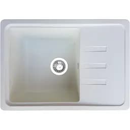 Гранітна кухонна мийка Romzha Trei 62 Biela (102) з крилом