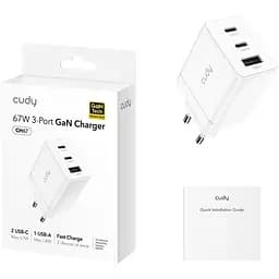 Зарядний пристрій Cudy 67W GaN 3×USB QC+PD 3.0 вилка EU для iPhone 12 (CH67_EU) - мініатюра 2