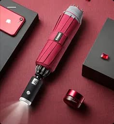 Парасоля складна автоматична з ліхтариком Xiaomi Zuodu Red (ZD002-LED) - мініатюра 3