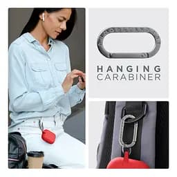 Силіконовий чохол для навушників Apple AirPods Pro 3, Hang Case, червоний, ультратонкий захисний кейс товщиною 2 мм, захист від подряпин, пилу та ударів, компактний, з карабіном для кріплення, ArmorStandart (ARM88282) - мініатюра 6