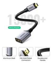 Кабель Ugreen Micro HDMI штекер to HDMI 2.0 роз'єм 4K 60Hz 3D нейлонова обплетення 25CM Gray (HD149) - мініатюра 2