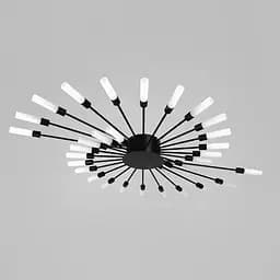 Стельова чорна люстра у формі сонячного спалаху на 42 плафони G4 135х120 см Line F Арт. 1279 42 BK