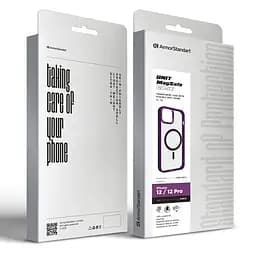 Чехол Apple iPhone 12 Pro/12, Unit MagSafe, фиолетовый, прозрачный, магсейф, противоударный, магнитный, панель-накладка с поддержкой MagSafe, с поддержкой беспроводной зарядки, TPU+PC, защита всего корпуса, ударопрочный, ArmorStandart (ARM74851) - мініатюра 6