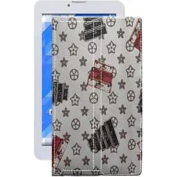 Чохол StatusCASE з екошкіри для планшету Pixus Play V4.0.7 3G Луі-Вітон-білий