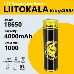 Акумулятор 18650 LiitoKala 4000mAh 3.7V Li-ion KING промисловий - мініатюра 3