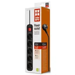 Мережевий фільтр живлення ColorWay (CW-PSEA55BK), 5 розеток/ 5M black (CW-PSEA55BK) - мініатюра 7
