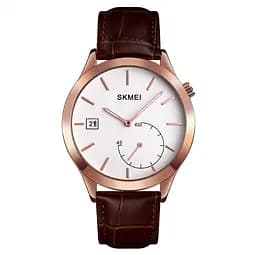 Чоловічий кварцовий годинник Skmei 1581 Prestige коричневий з рожевим - мініатюра 2