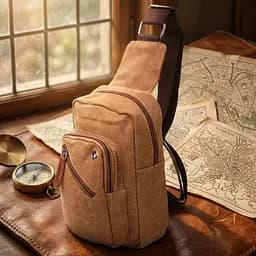 Практична чоловіча сумка через плече текстильна 21230 Vintage коричнева - мініатюра 10