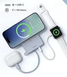 Магнітний павербанк Ugreen PB594 з бездротовою MagSafe зарядкою блакитний 30W 10000 мАч - мініатюра 6
