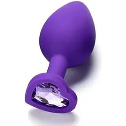 Силиконовая анальная пробка с кристаллом SKN-KSIL-08M (размер M), Фиолетовый