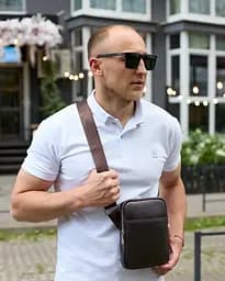 Сумка планшет через плече шкіряна чоловіча коричнева (АР60-4567) - мініатюра 9