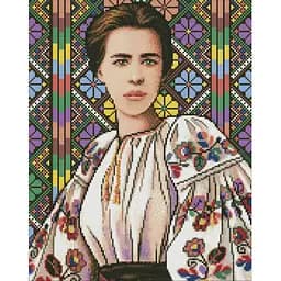 Алмазная мозаика Ideyka Леся Украинка mosyakart на подрамнике 40х50 см (AMO7580)