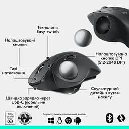 Комп'ютерна мишка Logitech MX Ergo S Bluetooth Graphite (910-007260) - мініатюра 9