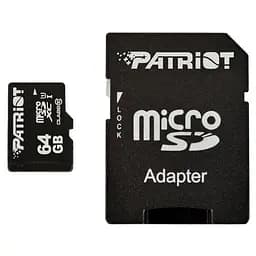 Карта памяти Patriot 64Gb microSDXC LX + SD-adapter (PSF64GMCSDXC10)