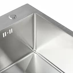 Кухонна мийка Platinum Handmade 500x500x220 (товщина 3,0/1,5 мм корзина та дозатор в комплекті), Нержавіюча сталь - мініатюра 8
