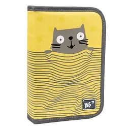 Шкільний пенал твердий Yes одинарний з двома клапанами HP-04 Kitty