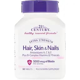 Витамины и минералы 21st Century Hair Skin & Nails Extra Strength, 90 таблеток