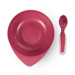 Мисочка Baboo, з кришкою та ложечкою, 6+ міс., рожева (9-027) - мініатюра 2