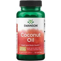 Кокосова олія Swanson Coconut Oil 1000 мг 60 капсул (100-76-3529666-20)