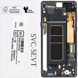 Дисплей Samsung N960 Galaxy Note 9 чорний, Amoled, оригінал, сервісне пакування, з рамкою, Midnight Black, GH97-22272A