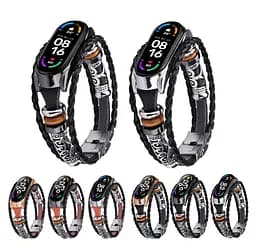 Ремінець вінтажний Carprie для фітнес-браслета Xiaomi Mi Band 7 и 7NFC Type A Black black - мініатюра 5