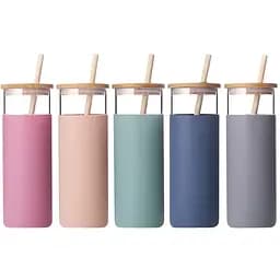 Стеклянная бутылка OldBro Tumbler с бамбуковой трубочкой в ассортименте 550 мл