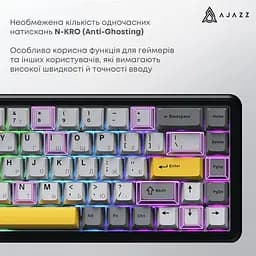 Клавіатура Ajazz AK680 MAX (8+8K) Magnetic Switch Black Gray Yellow Keycaps RG (AK680-M-BGY-A) - мініатюра 8