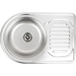 Кухонна мийка Рlatinum Декор 6745 з нержавіючої сталі 0.8 мм асиметрична 67x45 см (000007030)