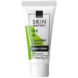 Крем-сироватка для обличчя Avon з вітаміном Е та екстрактом огірка Матовий ефект 10 мл (49469265)