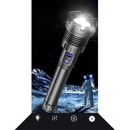 Потужний тактичний ліхтарик Heckermann 1690 Led Zoom USB 5000mAH 2500lm - мініатюра 6