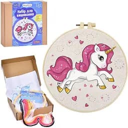 Детский набор для вышивания Limo Toy Единорог пяльцы 20 см DYEK1014  