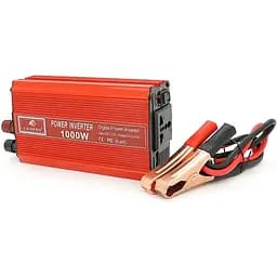 Інвертор напруги Voltronic Jiageng 1000ВА(600Вт), 12/220V, approximated, 1 універсальна розетка, клем + крокодили, Red, Box - мініатюра 3