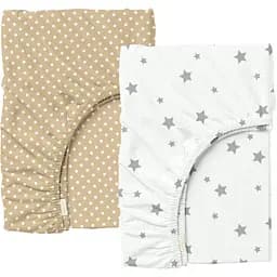 Набір простирадл на резинці Cosas Dots & Star 60х120х12 см (SetSheet_DropBeige_StarGrey_120x60)