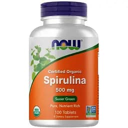 Натуральна добавка NOW Spirulina 500 mg, 100 таблеток