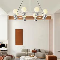 Подвесная серебряная кольцевая люстра с плафонами Line.F MJ 108/8