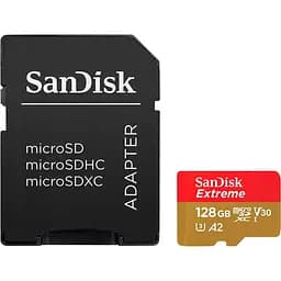 Карта памяти SanDisk microSDXC 128GB UHS-I Extreme Pro U3 V30 A2 + SD Adapter (SDSQXAA-128G-GN6AA) (136937)
