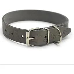 Нашийник для собак Zoo-hunt ОТ Кісточка шкіряний тиснений сірий 1,8/28-36 см