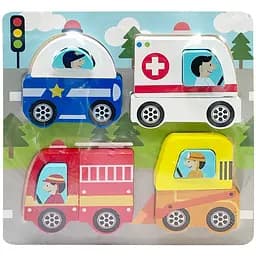 Дитячий дерев'яний пазл-вкладиш Bambi 3D Міський Транспорт C15057-6